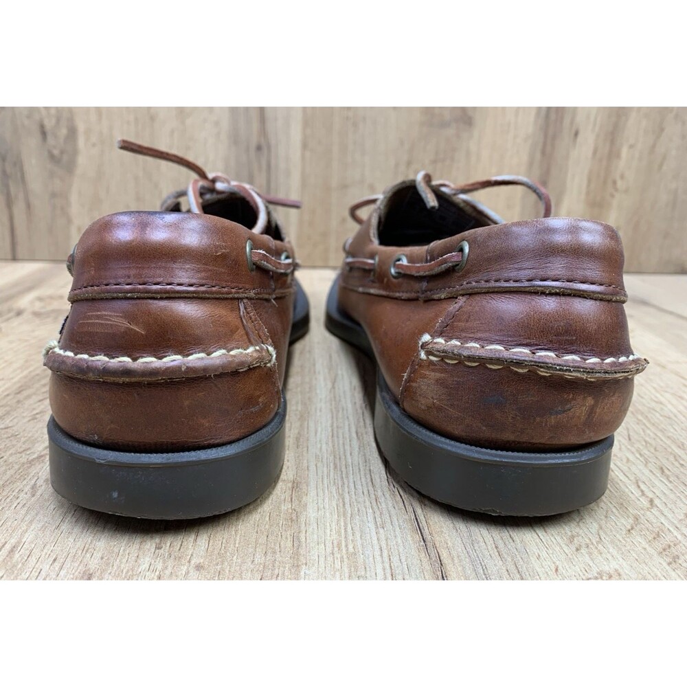 Sebago Docksides Boat Shoes Men's 9 M Brown Leather Lace Up Moc Toe Casual - Picture 7 of 16